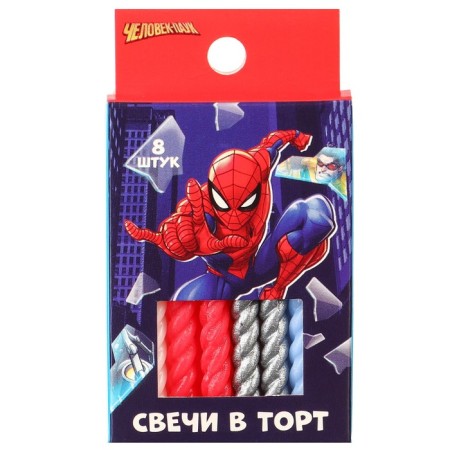 Set of candles for the cake "Happy Birthday", 8 pieces, spider-man-4