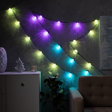 Smart garland “thread” 6 m with nozzles “Called Balls”, IP20, Dark Thread, 20 LED, GOLD RGB, USB-2