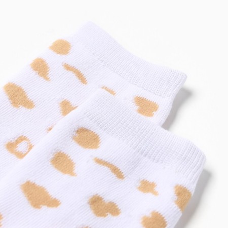 Tainted women's socks, white color/leopard, district 23-24-1