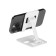 Luazon phone stand, folding, adjustable, rubber inserts, white