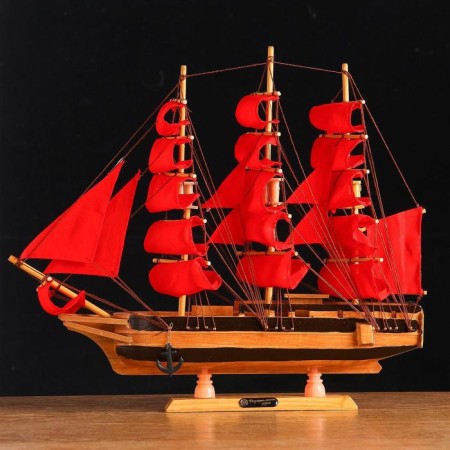 Souvenir medium "Achilles" ship, red sails, 39x44x7 cm-1