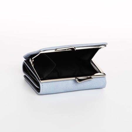 Women's wallet on the button, blue color-4