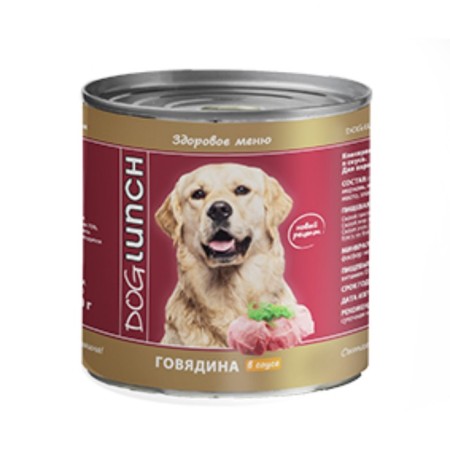 Dog Lunch wet food for dogs, beef in sauce, 750 g