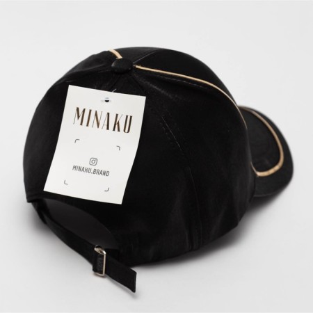 Women's cap Minaku with a gold contour black color, rr 56-58-3