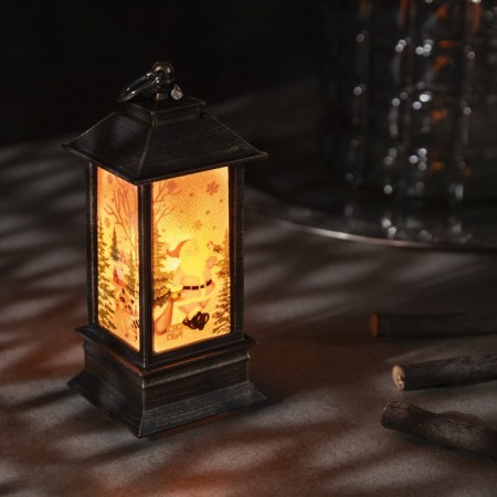 LED figure "Bronze Lantern with Santa Claus" 5.5 × 13 × 5.5 cm, plastic, batteries AG13x3, glow warm white