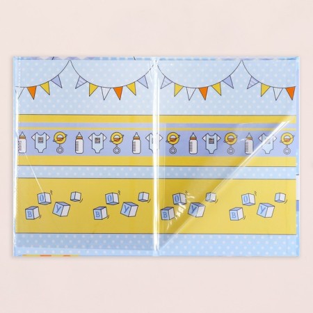 Birth certificate "Airy balls" embossing, blue background, a5-3