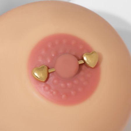 Piercing for the chest "hearts", color gold-2