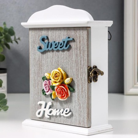 Keywood tree 2 hook "Three roses - Sweet Home" 20.5x6x15 cm-1