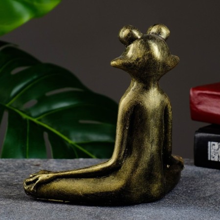 Figure "Frog Yoga in the Lotus Pose" 16x16x6cm, gold-3