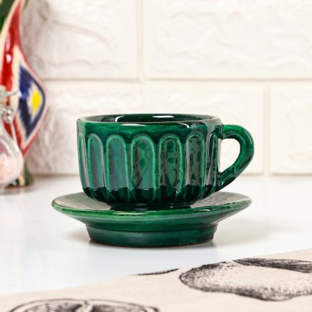 Tea couple Rishtan ceramics, 200 ml, green