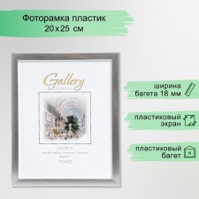 Фоторамка пластик "Gallery" 20х25 см серебро (пластиковый экран)
