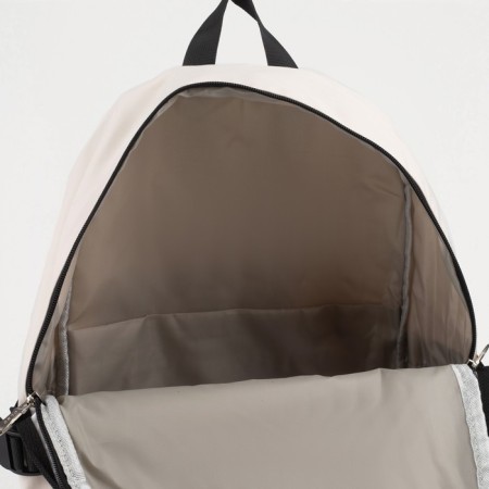 Young backpack from textiles on lightning, 2 pockets, beige color-3