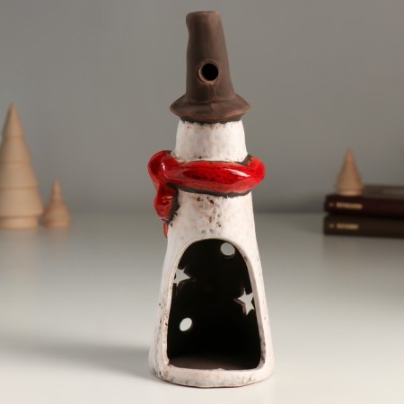 Ceramics Ceramics for 1 candle "Long snowman with stars" 7x7.3x20.6 cm-2