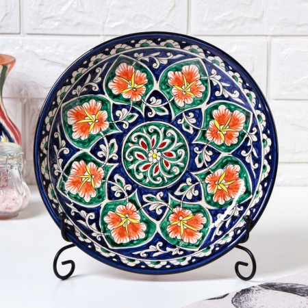 Largan Rishtan ceramics "Flowers", 25 cm, blue-1