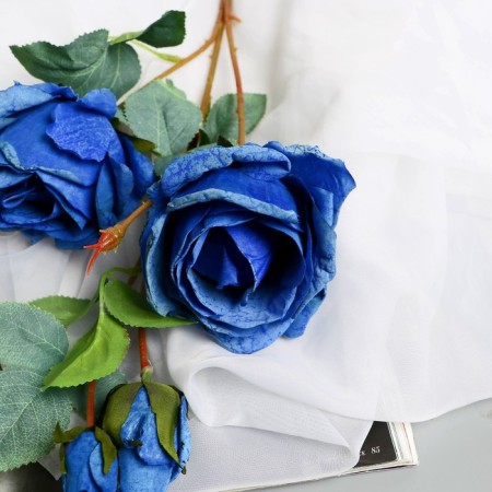 Artificial flowers "Rosa Solmus" d-7.5 cm 64 cm, blue-1