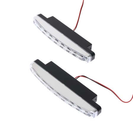 Daytime running lights, 12 V, 24 W, 8 LED, 6500 K, wire 80 cm, set 2 pcs