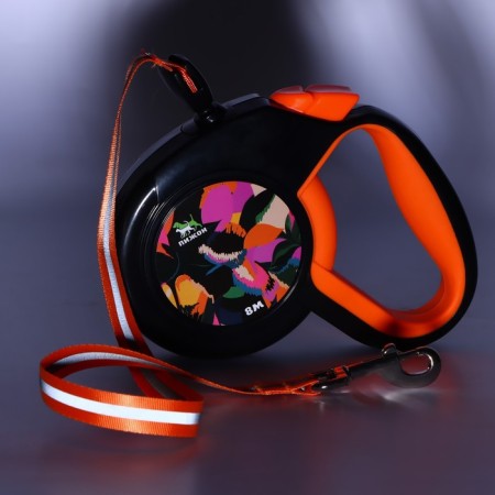 Roulette "Piggon" with a rubberized handle, 8 m, up to 50 kg, cable, black-orange-5