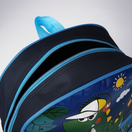 Children's backpack on a zipper, 1 outer pocket, insert mix, blue color-8