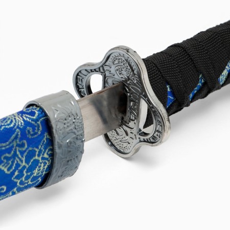 Souvenir weapon "Katana on the stand", blue scabbard with a floral pattern, 70 cm-3