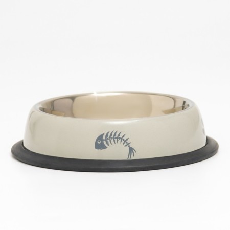 A bowl with a non -slip base with a print, 225 ml, beige-1