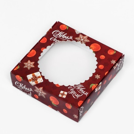 Gift box team with the window "Mandarins and gifts", 11.5 x 11.5 x 3 cm-6