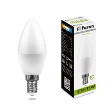Лампа светодиодная FERON, С37, 11 Вт, Е14, 4000 К, дневной белый