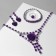 Set 4 objects: earrings, necklaces, bracelet, ring "heart" circles, purple color in silver
