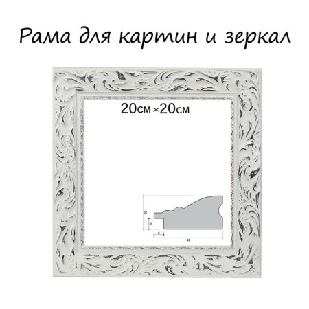 Frame for paintings (mirrors) 20 x 20 x 4 cm, tree "Versailles", white-silver