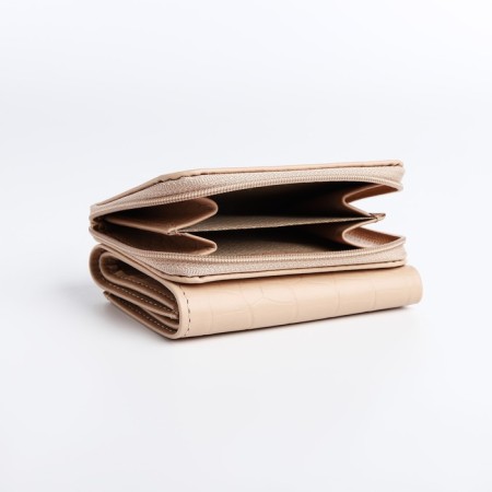 Women's wallet on the button, beige color-5