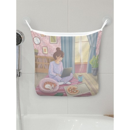 Organizer in a bathtub on the suction cups "Home Evening", for storing toys and trifles, size 33x39 cm