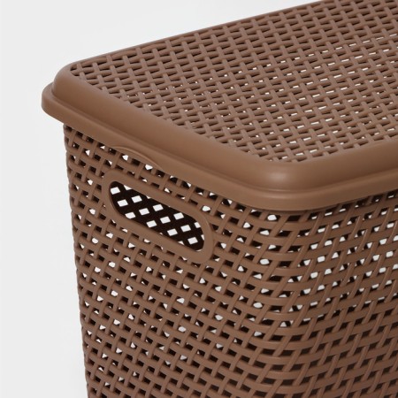 Storage box with a rattan lid, 23 l, 45 × 30 × 26.5 cm, brown color-1