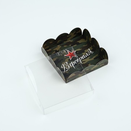 Box for confectionery products with PVC lid "February 23", 10.5 × 10.5 × 3 cm-3