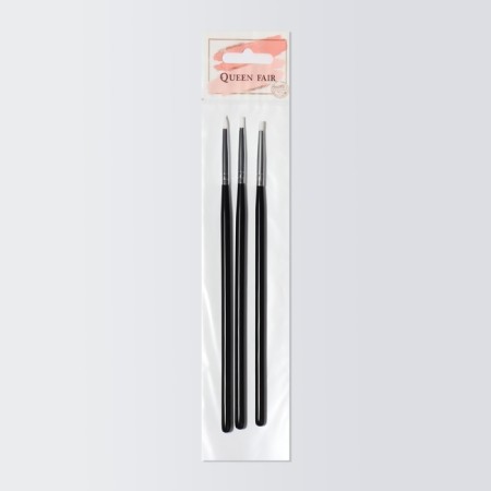 Set of silicone brushes for nail design, 3 pcs, 18 cm, black color-4