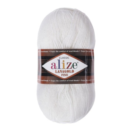 Yarn "Lanagold fine" 49% wool, 51% acrylic 390m/100g (55 white)-1