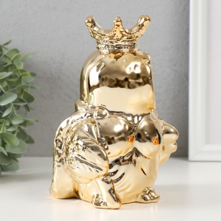 Pigger Ceramics "Eagle owl in the crown and mantle" gold 12x12x18.5 cm-3