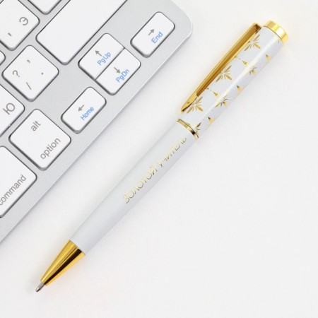 Pen in the gift case “Golden Teacher”, metal, blue paste, writing node 1.0 mm-3
