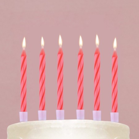 Candles for the cake Undigilated "on your birthday", pink, 10 pcs.-6