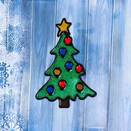 Stick on the glass "New Year tree" 11.5x14 cm