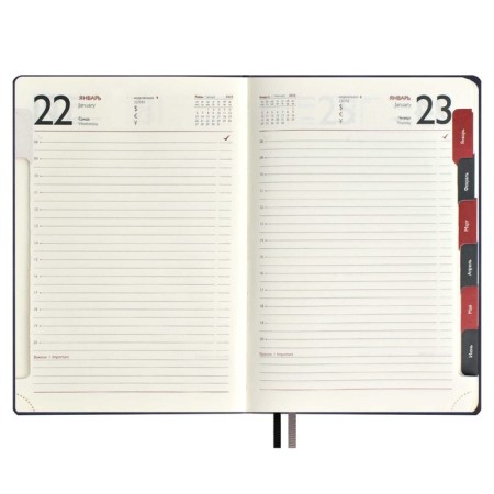 Dated 2025 diary, Escalada, A4, 120 sheets, soft cover, artificial leather, foil embossing, liesse, block 70 g/m2, blue-2