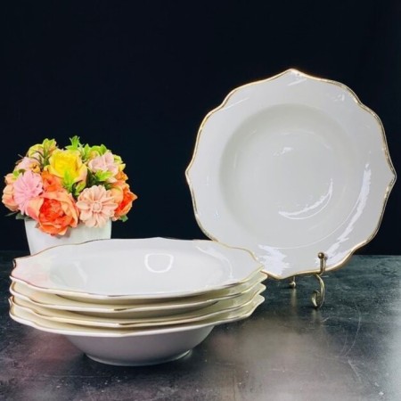 A set of plates Lenardi Magnolia Gold, deep, d = 21.5 cm, 6 pcs