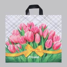 Pink Spring package, polyethylene with a loop pen, 44 x 44 cm, 70 μm