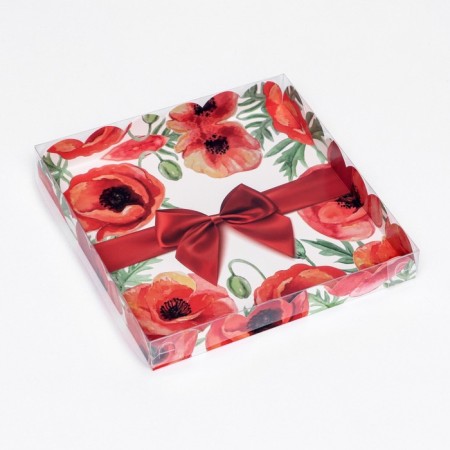 Cookie box, "red bow" 21 x 21 x 3
