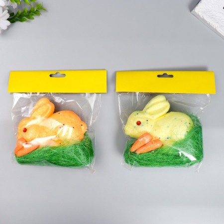 Decor "Rabbit - Confetti, in the grass with carrots" set of 4 pcs mix 13 cm-5