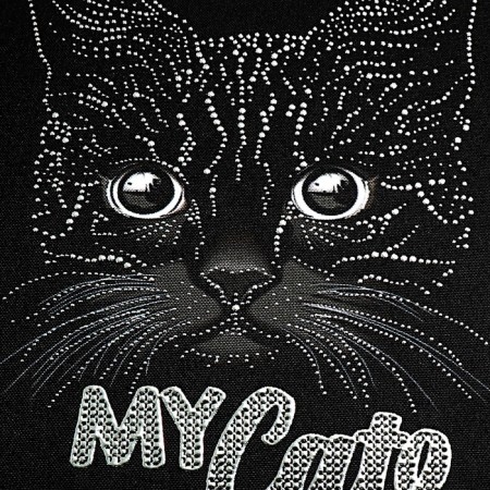 Penal 1 section, 140 x 200 x 40 mm, 2 folding strips, textile, PCT 09-22-19 "My cat" (drawing with a metallic effect) 72205-6