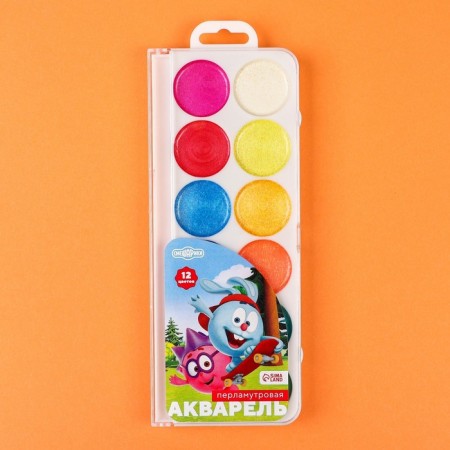 Watercolor pearl "Smeshariki", 12 colors, without brush-6