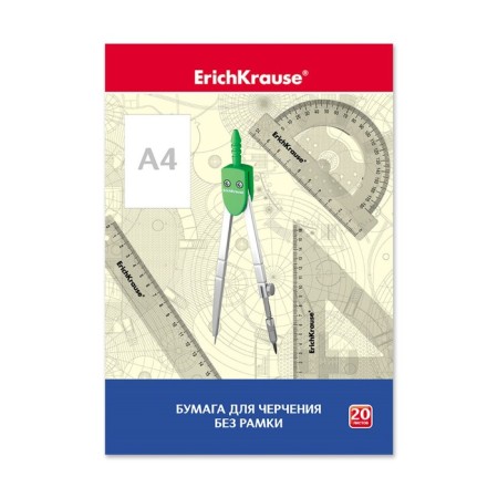 A4 drawing paper, 20 sheets, block 200 g/m², Erichkrause, without a frame, in a cardboard folder