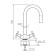 Kitchen mixer BOOU BA5318-1F-E352A-B702, flexible spout, brass, black/chrome