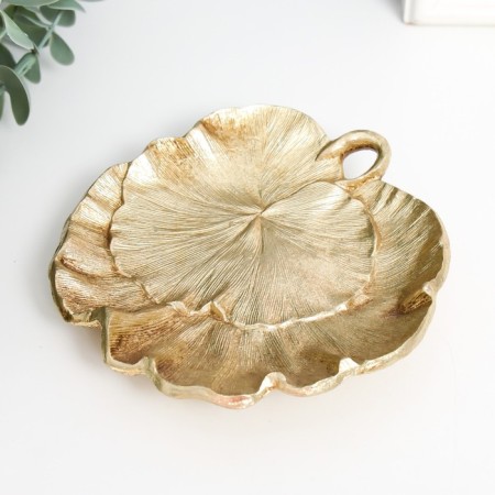 Decorative polystone plate "leaves" gold 1.5x13x12 cm-3