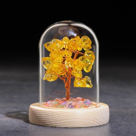 Souvenir in the dome "Tree of wealth. Citrins", natural stone, 10 x 7 cm