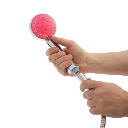 Shower Set Zein Z0805, hose 150 cm, holder, watering can 5 modes, pink/chrome-10
